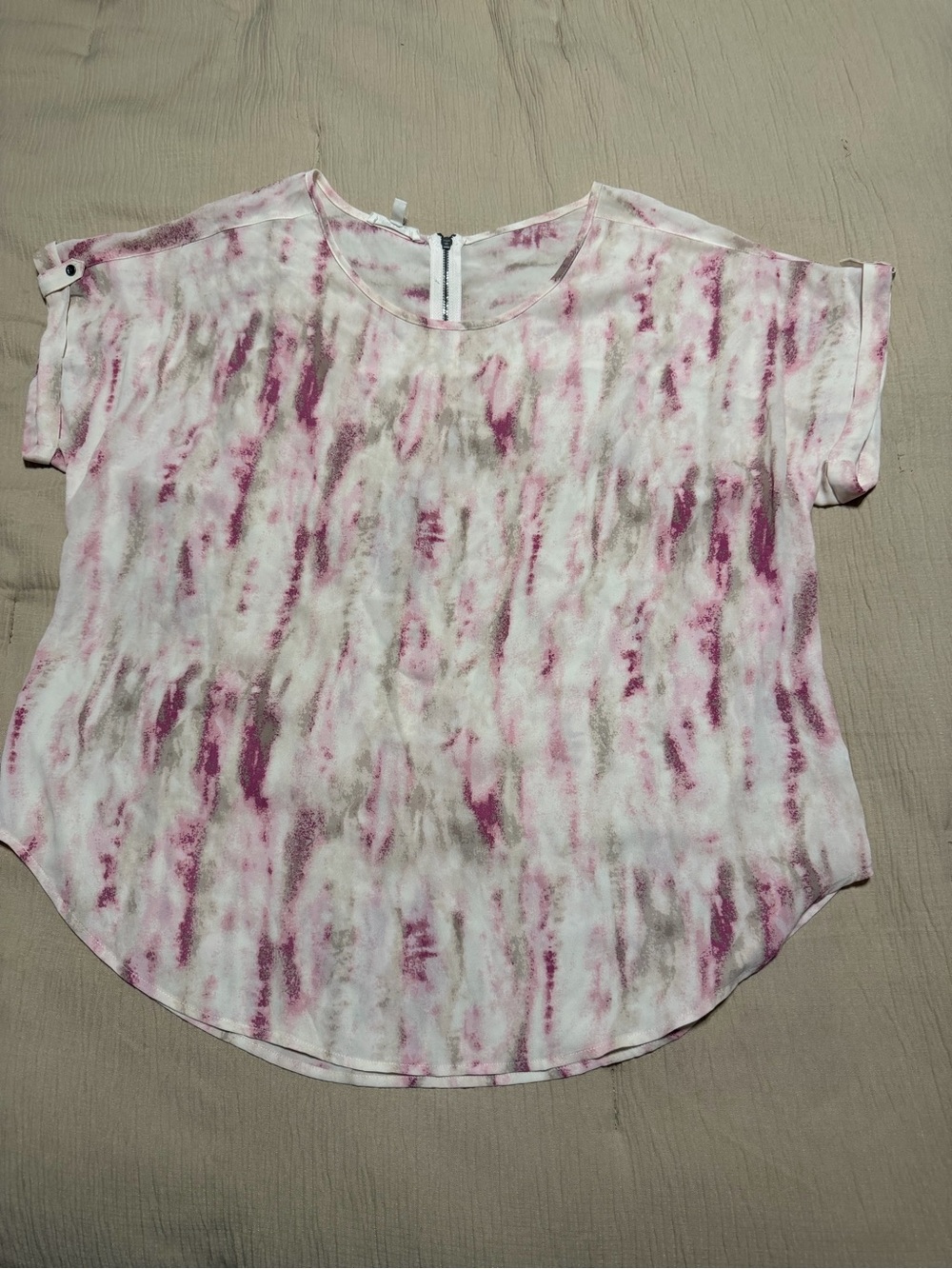 Maurices Pink Tie-Dye Short Sleeve Top